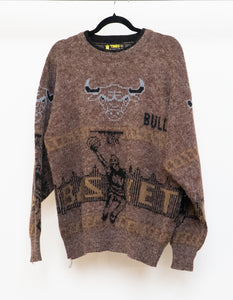 Vintage x CHICAGO BULLS Handknit Wool-blend Sweater (XL)