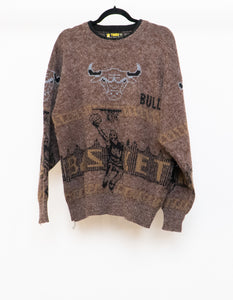Vintage x CHICAGO BULLS Handknit Wool-blend Sweater (XL)
