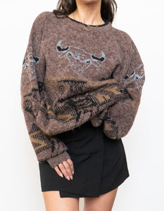 Vintage x CHICAGO BULLS Handknit Wool-blend Sweater (XL)