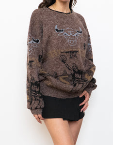 Vintage x CHICAGO BULLS Handknit Wool-blend Sweater (XL)