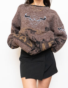 Vintage x CHICAGO BULLS Handknit Wool-blend Sweater (XL)