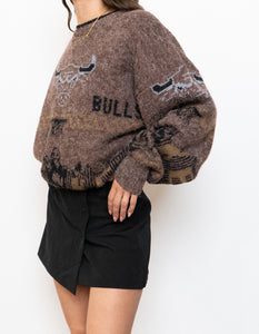 Vintage x CHICAGO BULLS Handknit Wool-blend Sweater (XL)