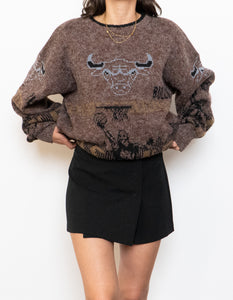 Vintage x CHICAGO BULLS Handknit Wool-blend Sweater (XL)