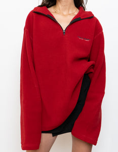 Vintage x Made in Canada x RALPH LAUREN Red Cozy Polo Quarterzip Fleece (XL)