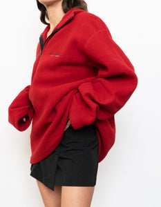 Vintage x Made in Canada x RALPH LAUREN Red Cozy Polo Quarterzip Fleece (XL)