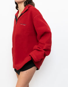 Vintage x Made in Canada x RALPH LAUREN Red Cozy Polo Quarterzip Fleece (XL)
