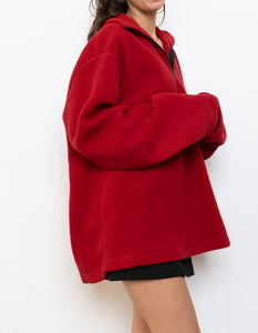 Vintage x Made in Canada x RALPH LAUREN Red Cozy Polo Quarterzip Fleece (XL)