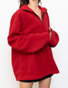 Vintage x Made in Canada x RALPH LAUREN Red Cozy Polo Quarterzip Fleece (XL)