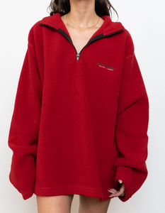 Vintage x Made in Canada x RALPH LAUREN Red Cozy Polo Quarterzip Fleece (XL)