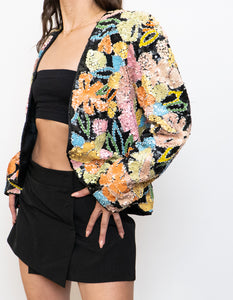 Vintage x Made in Hong Kong x Silk Colourful Beaded Blazer (XS-M)