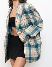 Load image into Gallery viewer, Vintage x Blue, Cream Plaid Wool-Blend Blazer (S-L)