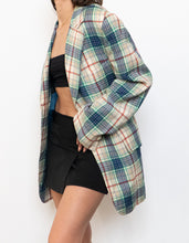 Load image into Gallery viewer, Vintage x Blue, Cream Plaid Wool-Blend Blazer (S-L)