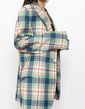 Load image into Gallery viewer, Vintage x Blue, Cream Plaid Wool-Blend Blazer (S-L)