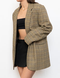 Vintage x Beige Houndstooth Wool-Blend Blazer (XS-L)