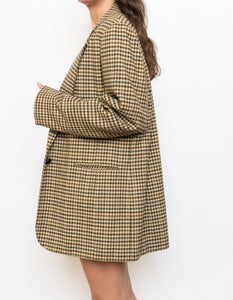 Vintage x Beige Houndstooth Wool-Blend Blazer (XS-L)