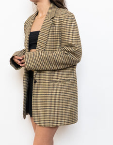 Vintage x Beige Houndstooth Wool-Blend Blazer (XS-L)