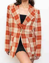 Load image into Gallery viewer, SMYTHE x Made in Canada x Orange Plaid Silk-Blend Blazer (S, M)