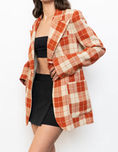 Load image into Gallery viewer, SMYTHE x Made in Canada x Orange Plaid Silk-Blend Blazer (S, M)