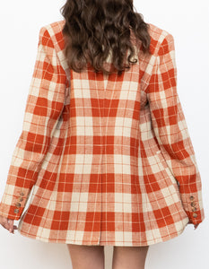 SMYTHE x Made in Canada x Orange Plaid Silk-Blend Blazer (S, M)