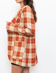 SMYTHE x Made in Canada x Orange Plaid Silk-Blend Blazer (S, M)