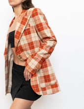 Load image into Gallery viewer, SMYTHE x Made in Canada x Orange Plaid Silk-Blend Blazer (S, M)