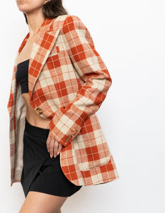 SMYTHE x Made in Canada x Orange Plaid Silk-Blend Blazer (S, M)