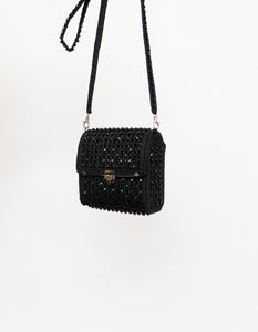 Vintage x Black Crochet Beaded Shoulder Purse