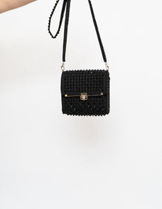 Vintage x Black Crochet Beaded Shoulder Purse