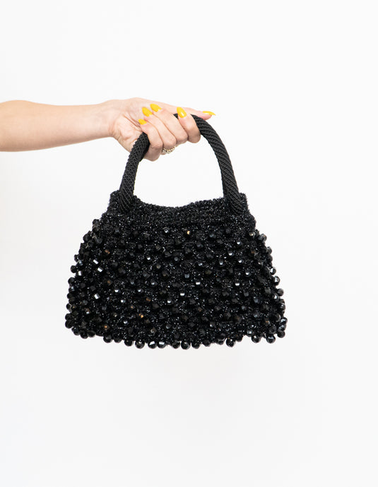 Vintage x Black Crochet Beaded Shimmer Purse