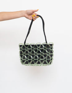 Vintage x Black & Green Beaded Purse
