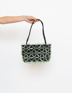 Vintage x Black & Green Beaded Purse