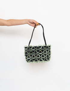Vintage x Black & Green Beaded Purse
