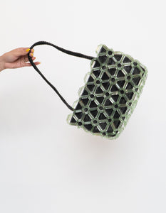 Vintage x Black & Green Beaded Purse