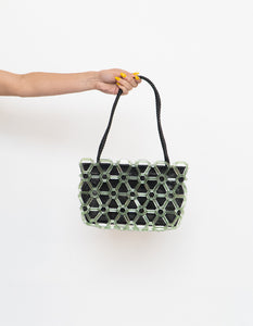 Vintage x Black & Green Beaded Purse
