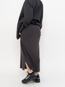 Vintage x Fine-knit Grey Stretchy Skirt (L, XL)