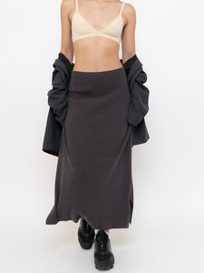 Vintage x Fine-knit Grey Stretchy Skirt (L, XL)
