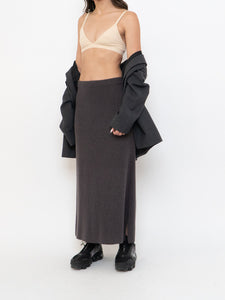 Vintage x Fine-knit Grey Stretchy Skirt (L, XL)