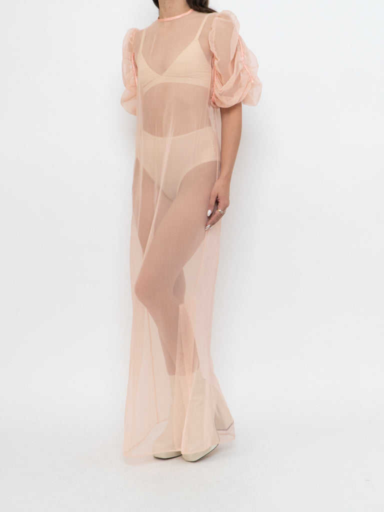 Vintage x Sheer Coral Handmade Dress (XS-M)