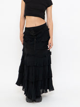 Load image into Gallery viewer, Vintage x Made in India x Black Layered Frilly Maxi Skirt (M, L)