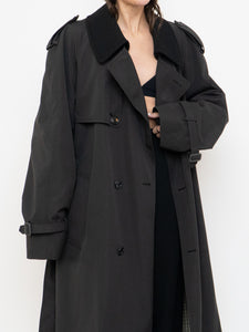 Vintage x Made in Canada x LONDON FOG Black Lined Trench  (42R)
