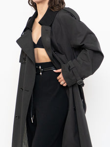 Vintage x Made in Canada x LONDON FOG Black Lined Trench  (42R)