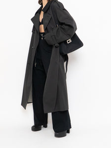 Vintage x Made in Canada x LONDON FOG Black Lined Trench  (42R)