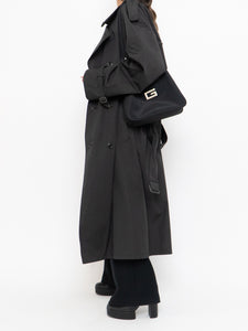 Vintage x Made in Canada x LONDON FOG Black Lined Trench  (42R)