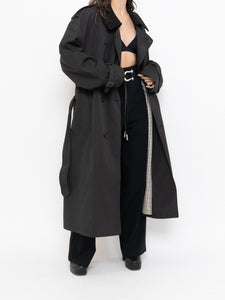 Vintage x Made in Canada x LONDON FOG Black Lined Trench  (42R)