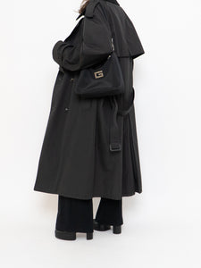 Vintage x Made in Canada x LONDON FOG Black Lined Trench  (42R)