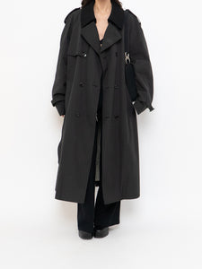 Vintage x Made in Canada x LONDON FOG Black Lined Trench  (42R)