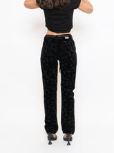 Load image into Gallery viewer, Vintage x Made in Tinidad &amp; Tobago Black Patterned Velvet Pant (XS, S, Tall)