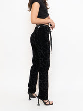 Load image into Gallery viewer, Vintage x Made in Tinidad &amp; Tobago Black Patterned Velvet Pant (XS, S, Tall)