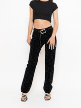Load image into Gallery viewer, Vintage x Made in Tinidad &amp; Tobago Black Patterned Velvet Pant (XS, S, Tall)