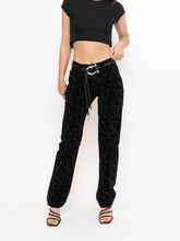 Load image into Gallery viewer, Vintage x Made in Tinidad &amp; Tobago Black Patterned Velvet Pant (XS, S, Tall)